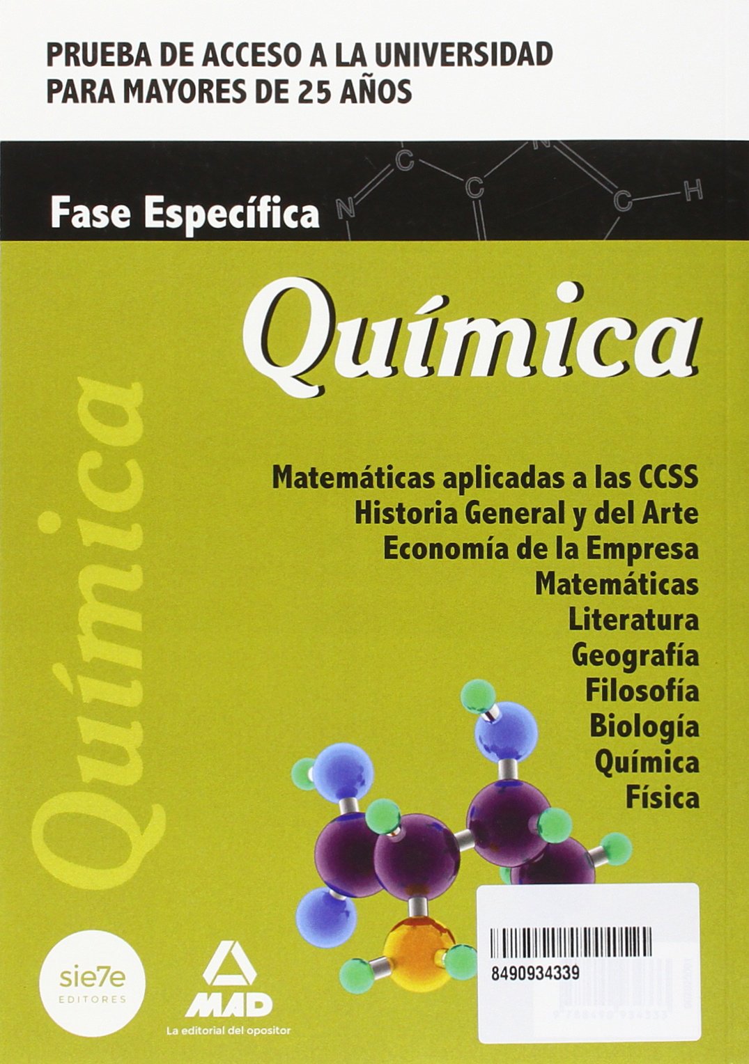 Química : prueba de acceso a la universidad para mayores de 25 años