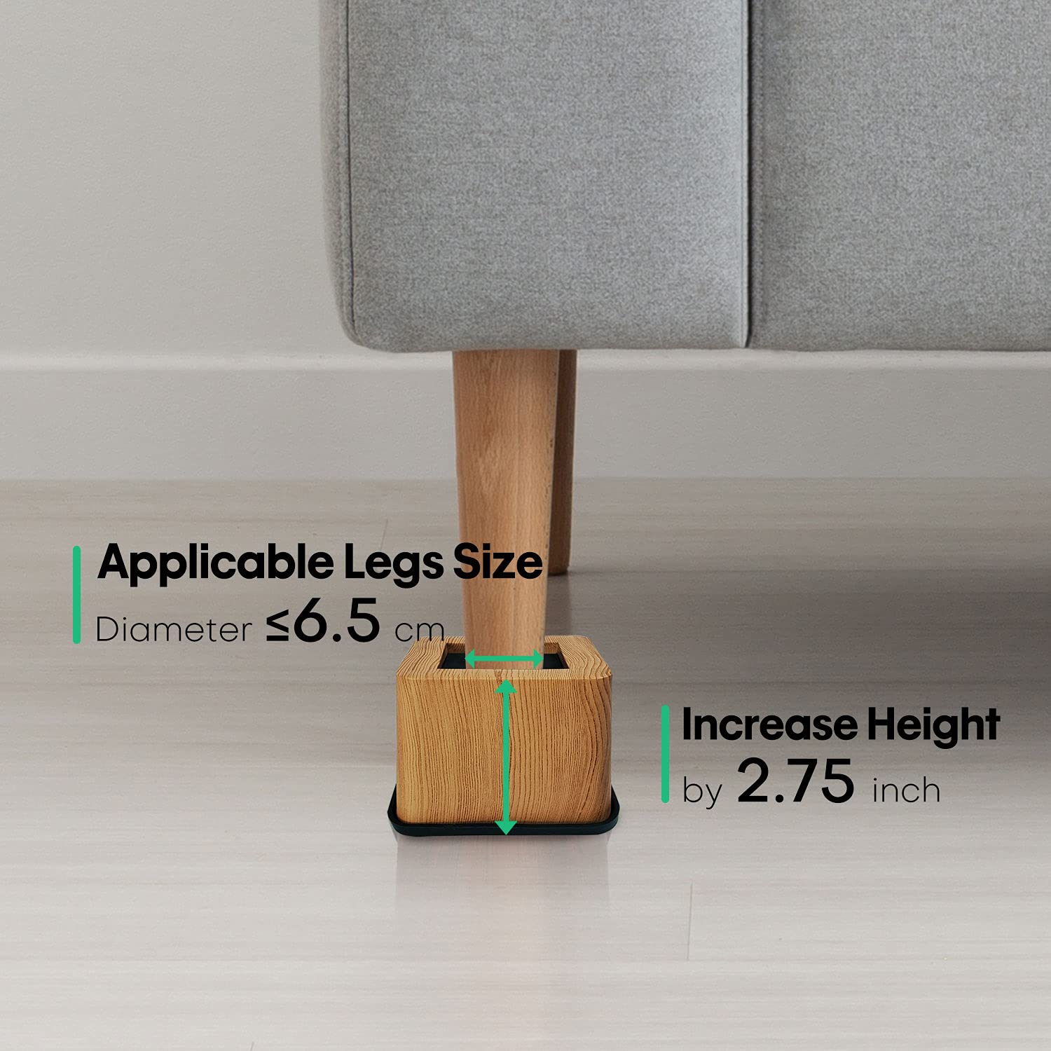 MIIX HOOM 4 Packs 3 Inch Heavy Duty Pine Wood Color Bed Risers Furniture Risers for Table Dorm