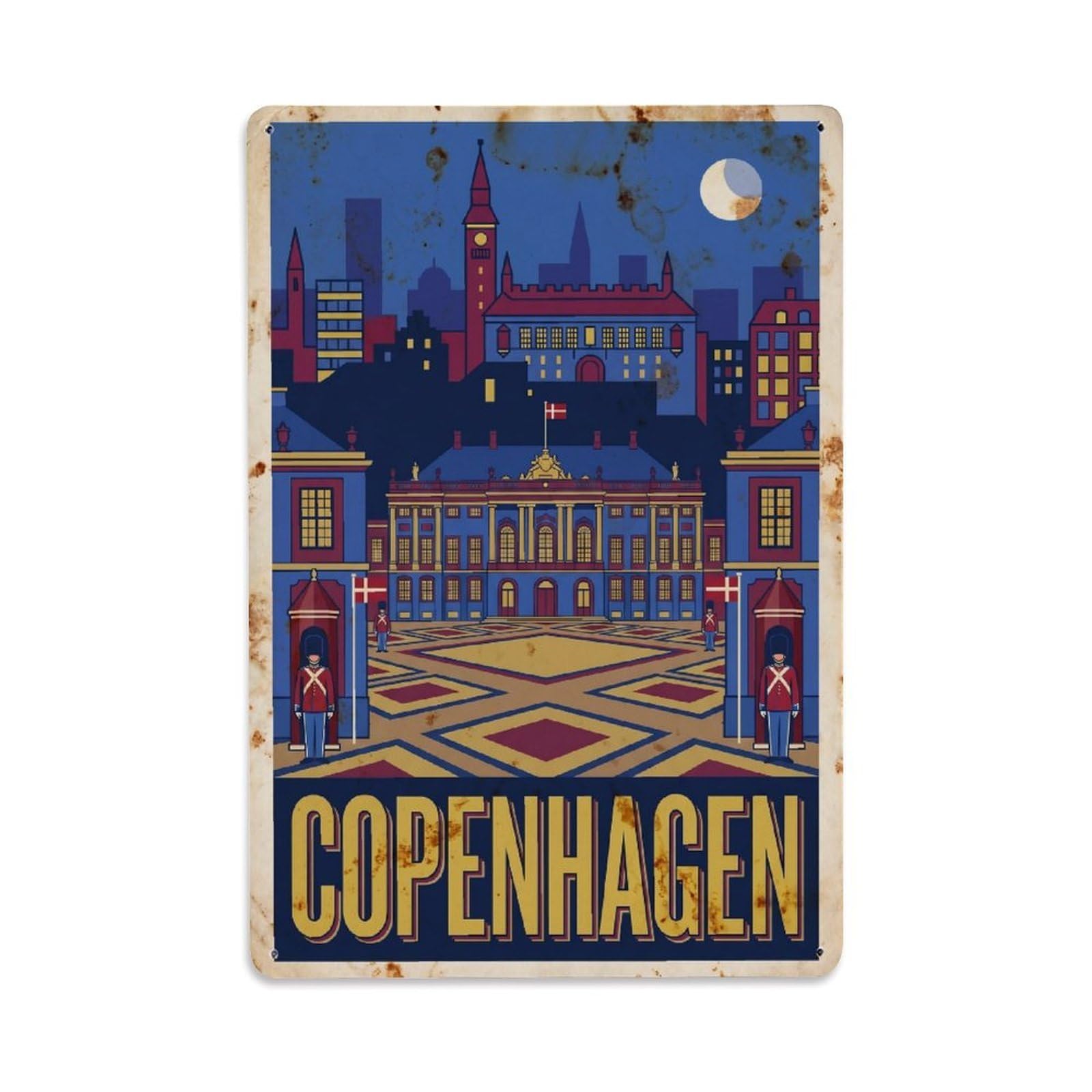 Este 8X12inch Style Vintage Travel Copenhagen Denmark Fulfilling Metal Tin Sign