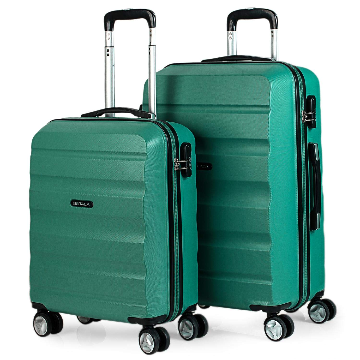 ITACA Set of 2 Rigid Travel suitcases 4 Wheels Trolley 55/67/77 cm abs. Resistant and Lightweight. Luggage. Small Cabin Approved and Medium. t71615, Acquamarine
