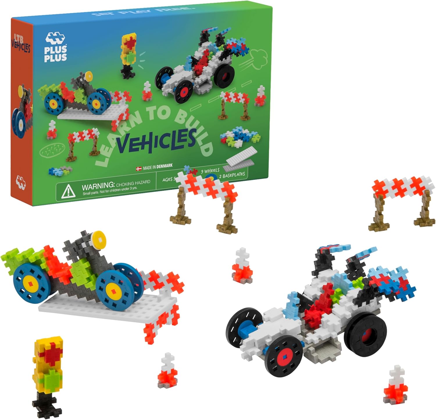 PLUS PLUS - Learn to Build Vehicles, 360 Pieces - Construction Building Stem / Steam Toy, Interlocking Mini Puzzle Blocks for Kids