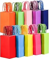 Vista 1 de Suwimut 100 bolsas pequeñas de papel de regalo con asas, 5.1 x 3.25 x 8.27 pulgadas, bolsas de papel kraft para recuerdos de fiesta, bolsa