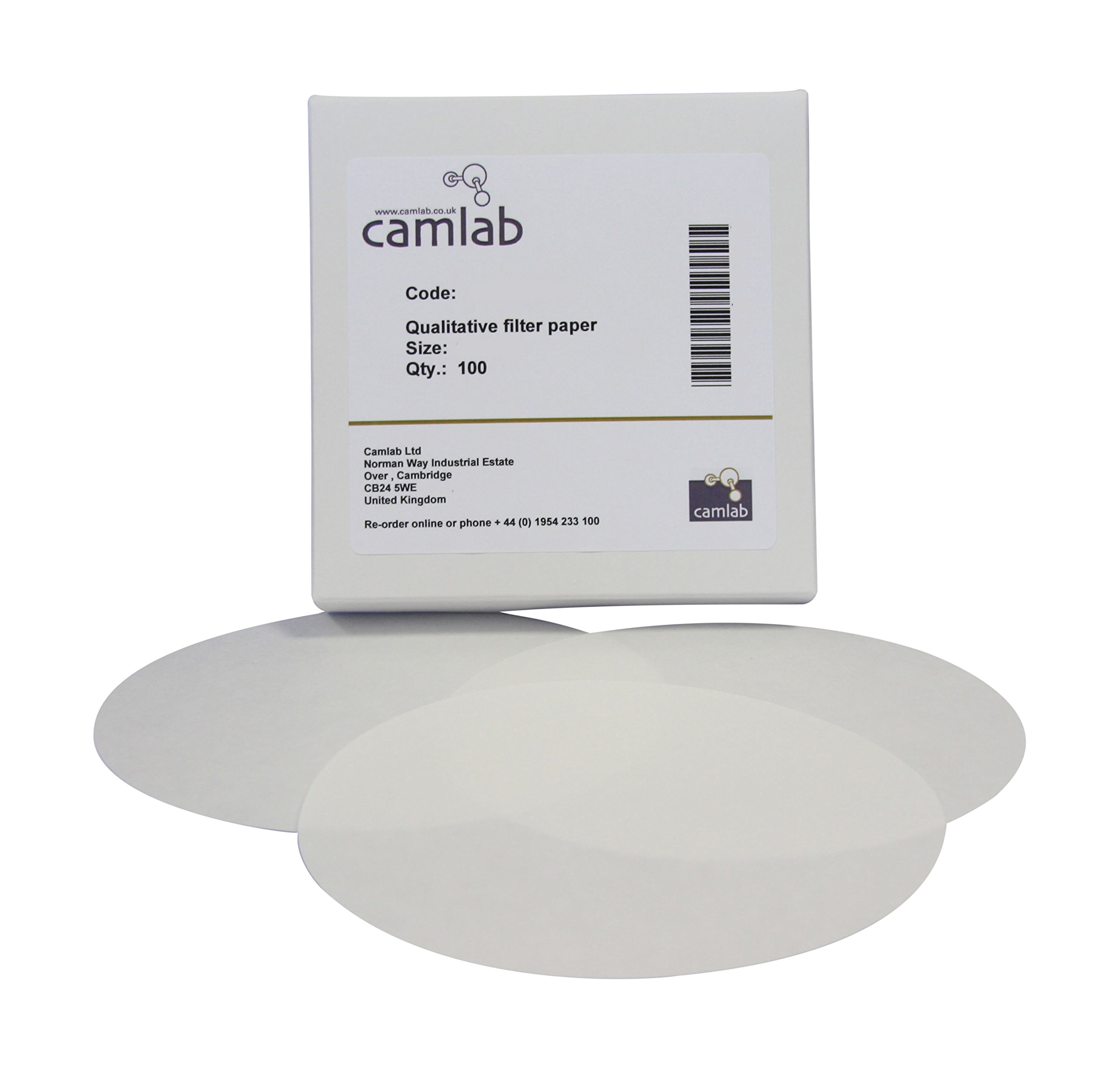 Camlab 1171077 Grade 113 [2] Qualitative Filter Paper, Medium Filtering, 55 mm Diameter (Pack of 100)