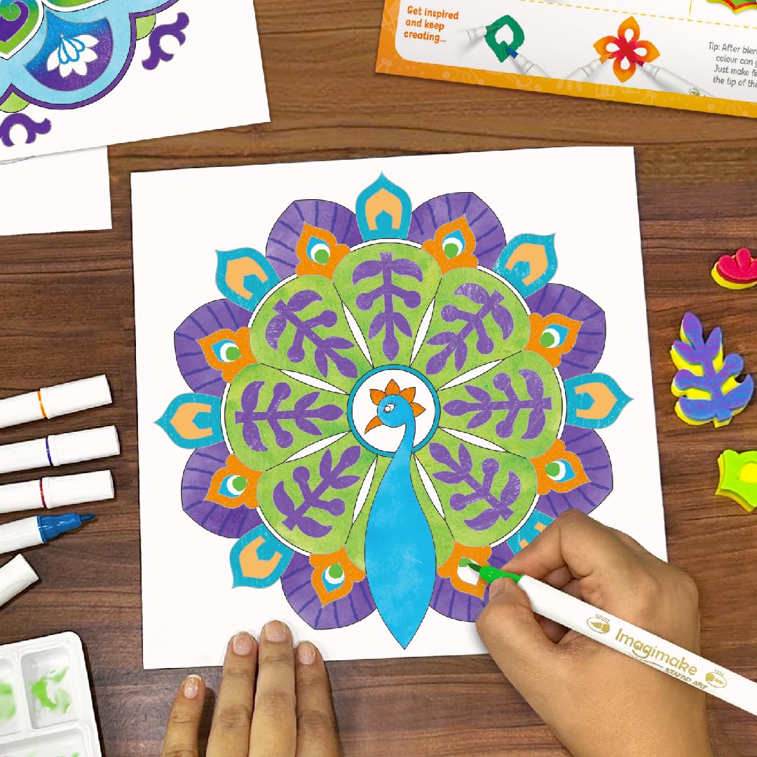 Imagimake DIY Mandala Art Kit for Girls 9-12 | Coloring & Painting Art Kit Set with Water Brush Pen & Stamps | Crafts & Gifts for Kids Age 10-12 1