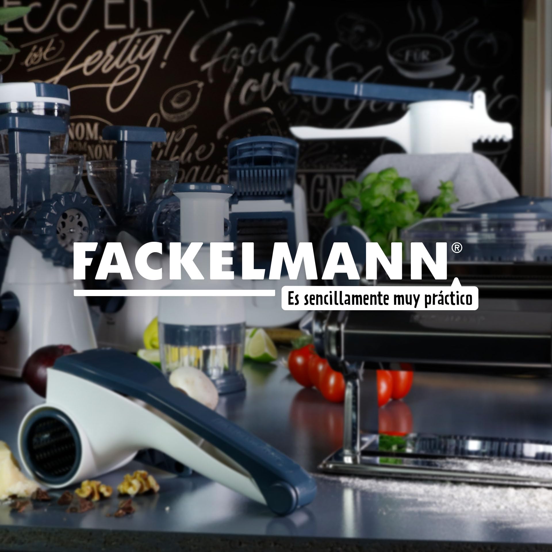 FACKELMANN Máquina para Pasta Fresca Manual - Procesador Manual de alimentos para hacer espaguetis, ravioli, lasaña, en acero inoxidable con mango de plástico, 21x19,8x15,8cm, 1ud.