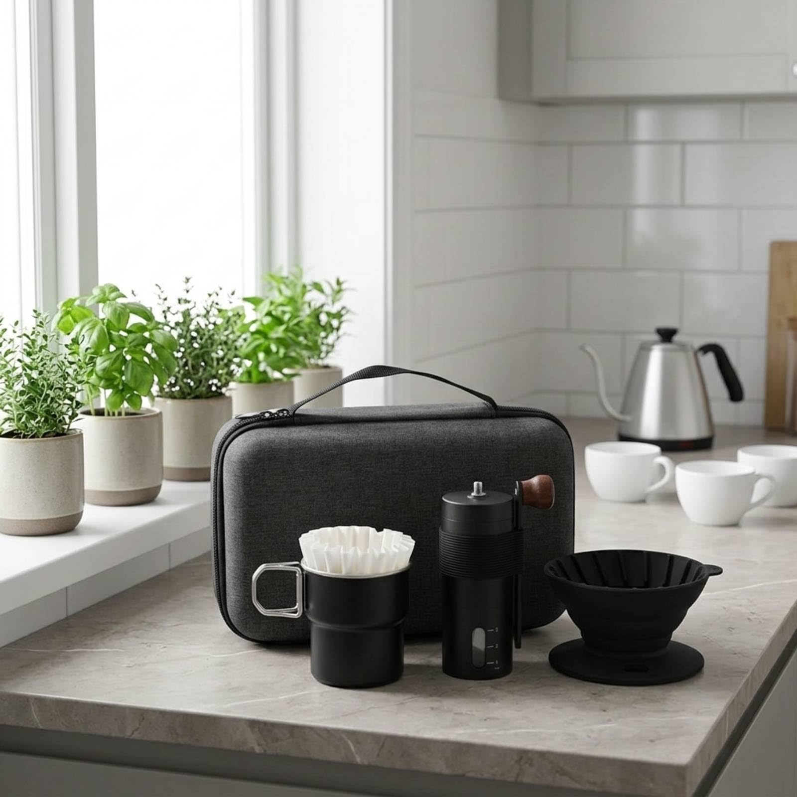 Gralara Kit Caffè Portatile Leggero, Rosso, Rosso, style to 1