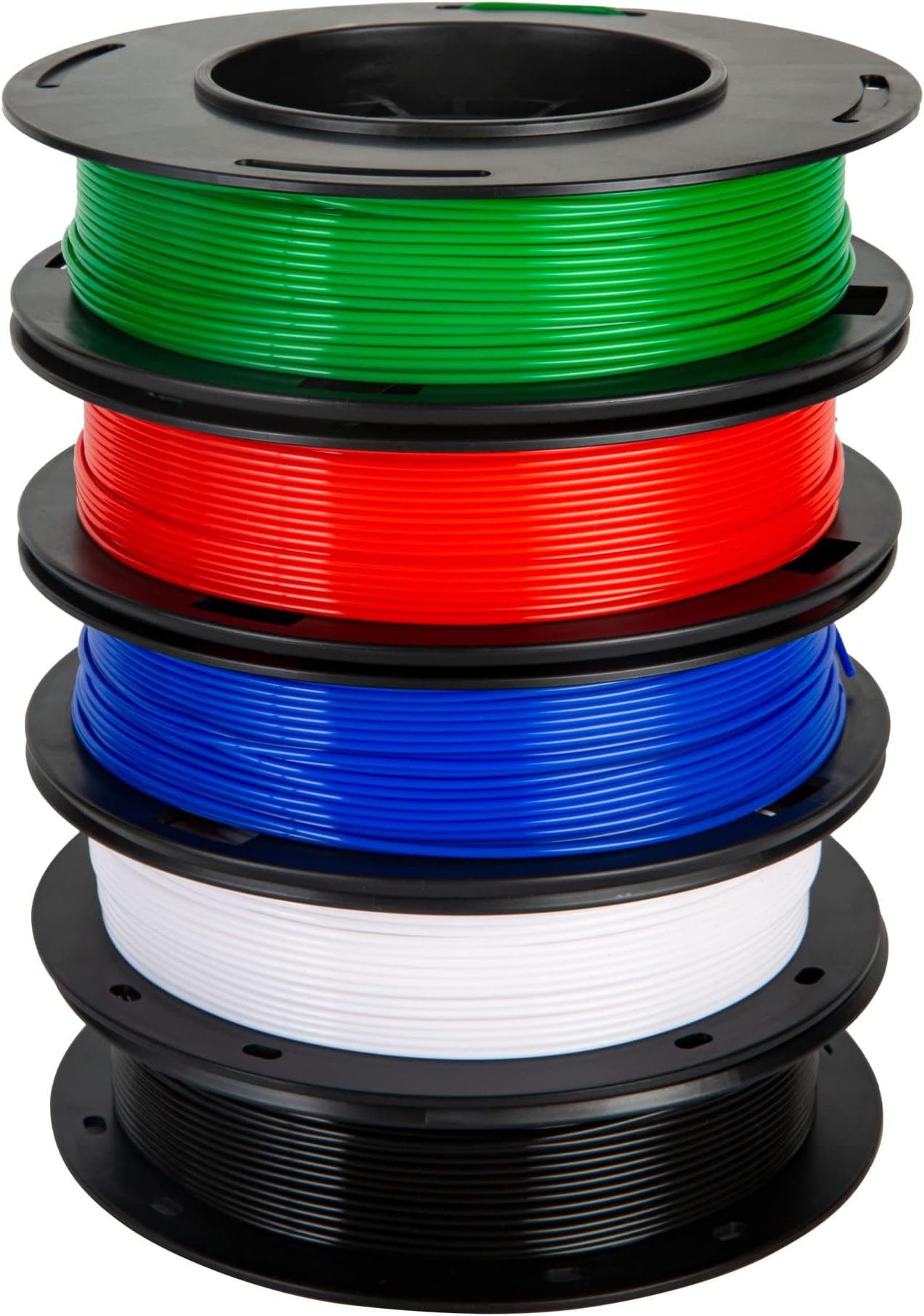 PLA 3D Printer Filament Bundle, TINMORRY PLA Filament 1.75mm, 250g x 5 Spools, Black+White+Blue+Red+Green, Net Weight 1.25kg