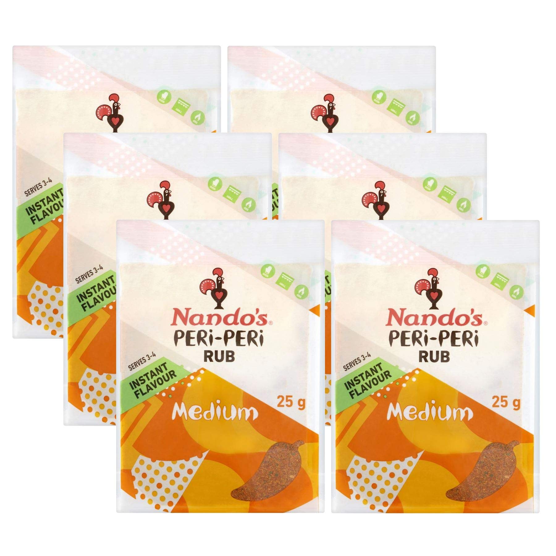 Medio – Nando's Peri-Peri Sabor Frote 25g (paquete de 6)