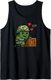 Pickle Camo Gamer Gaming Spawn Camping Waiting Retro Tank Top
