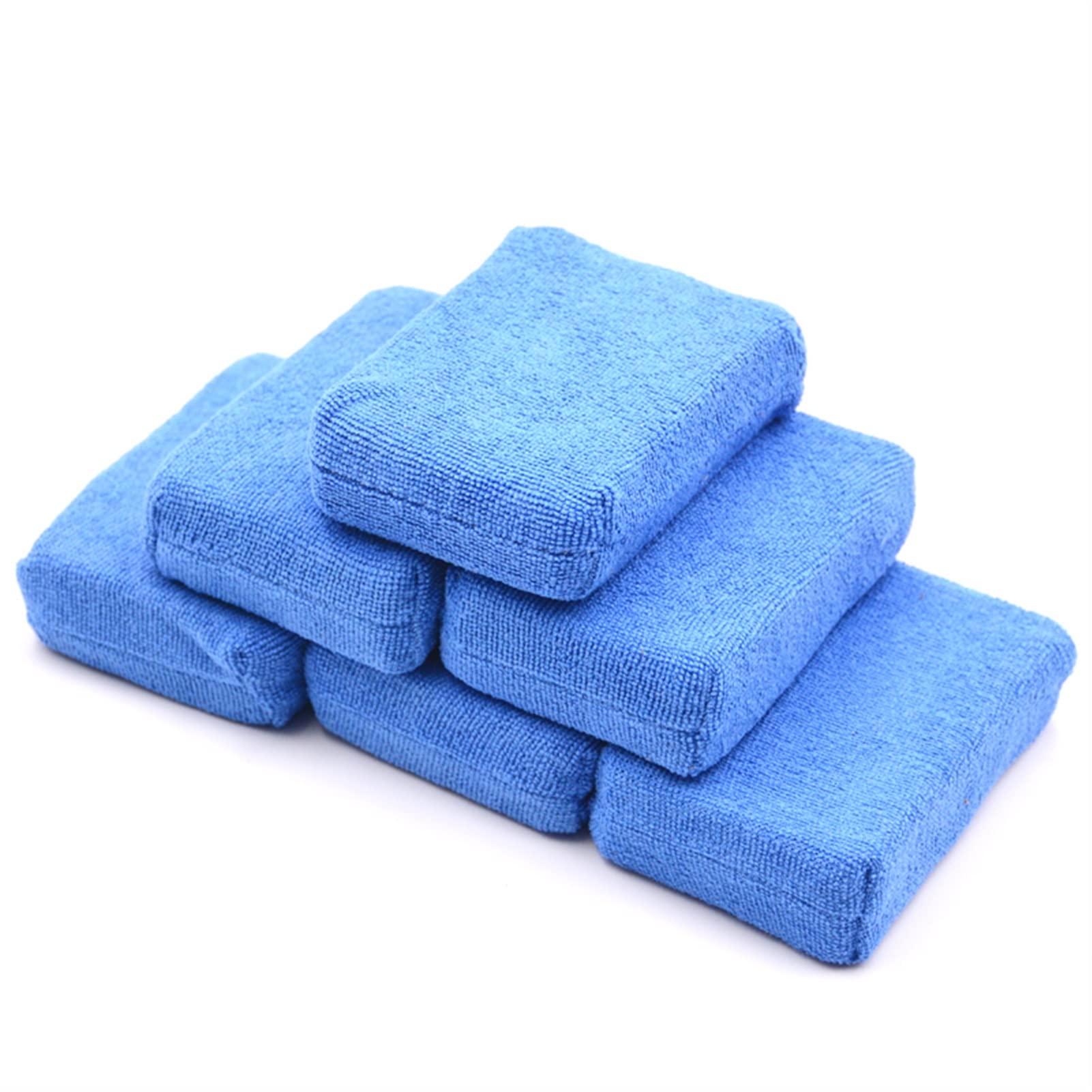 TRUSTTWO 6pcs Cuidado de Pintura for automóviles Premium Grado Microfibra Aplicadores Sponges Paños Microfibra Cera Pulido Detalle Detalles Lave Azul The New