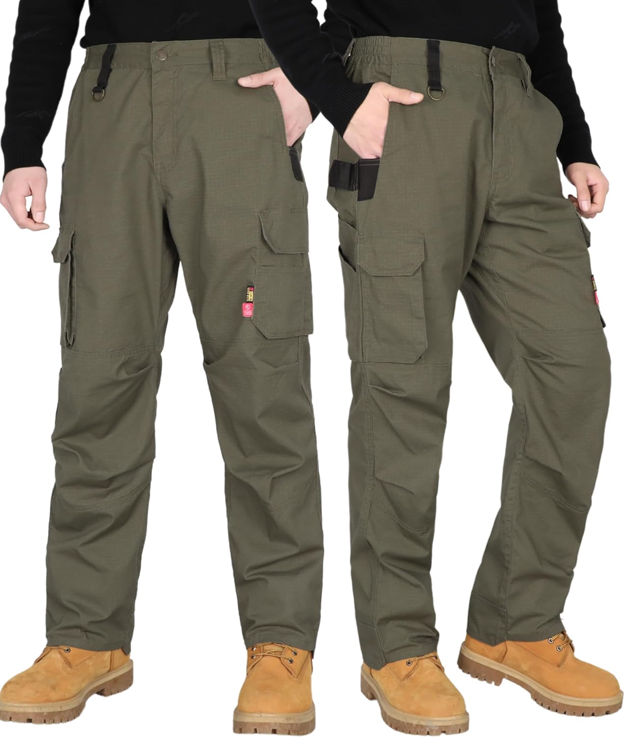 BOCOMAL FR Stretch Cargo Pants Lightweight Ripstop Relaxed Fit Flame Resistant Reinforced Work Carpenter Jeans NFPA2112 CAT2