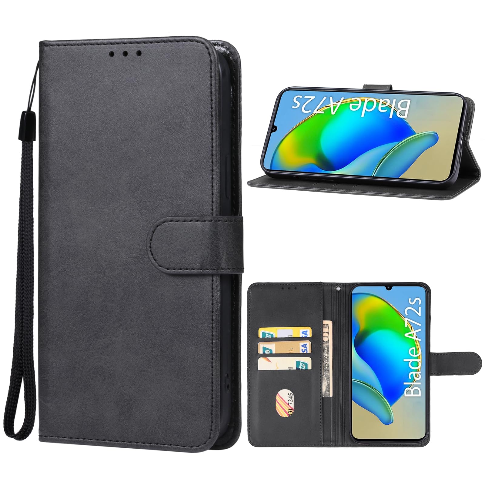 Custodia Compatibile con ZTE Blade A72s display 6.74 / A7050 COVER stand flip LIBRO gel SILICONE PORTAFOGLIO Protezione schermo magnetica eco pelle porta carte vano card (Turchese