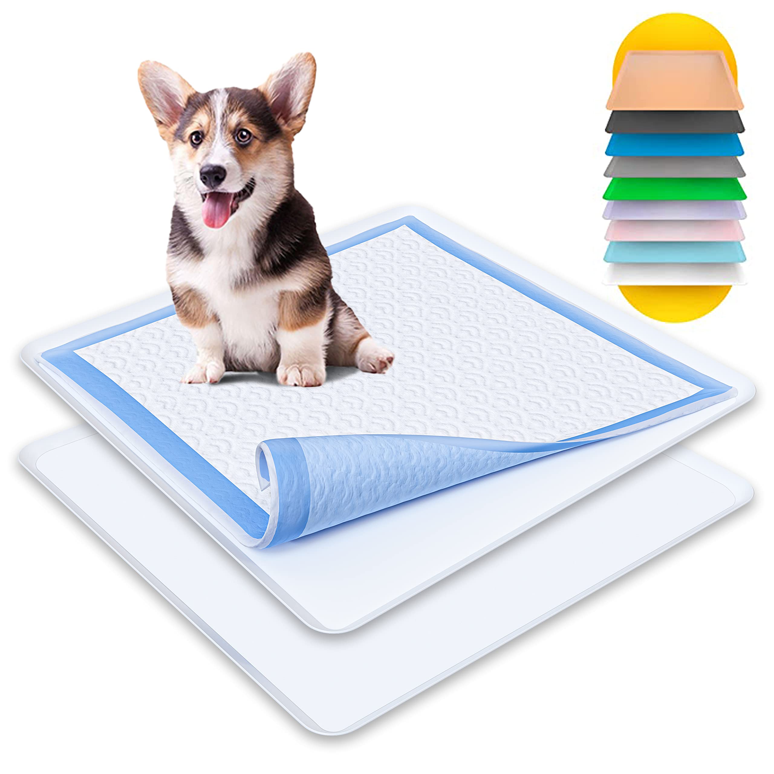 TidyFriend 2 Pack Dog Pee Pad Holder Tray - Fits Up to 24” x 24” Pee Pad Holder for Dogs - Stable Grip, Raised Edges, Quick-Wipe Silicone Surface Dog