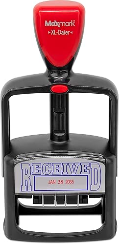 Miniatura 2 de MaxMark - Sello de fecha con 5 sellos de fecha con autoentintado, 2 colores azultinta roja