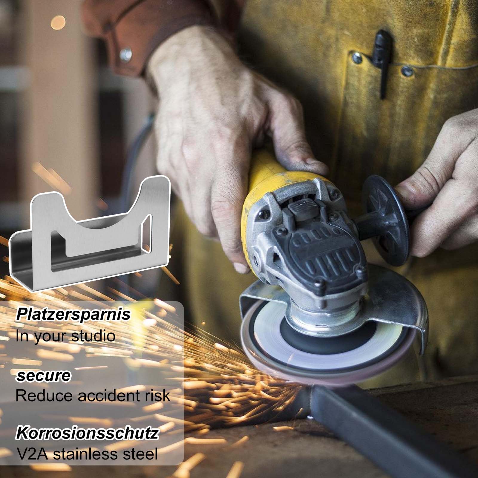 supporto per smerigliatrice angolare: supporto da parete Premium in acciaio inox per Bosch, Makita, Dewalt, Einhell, Milwaukee, Festool, a batteria Flex