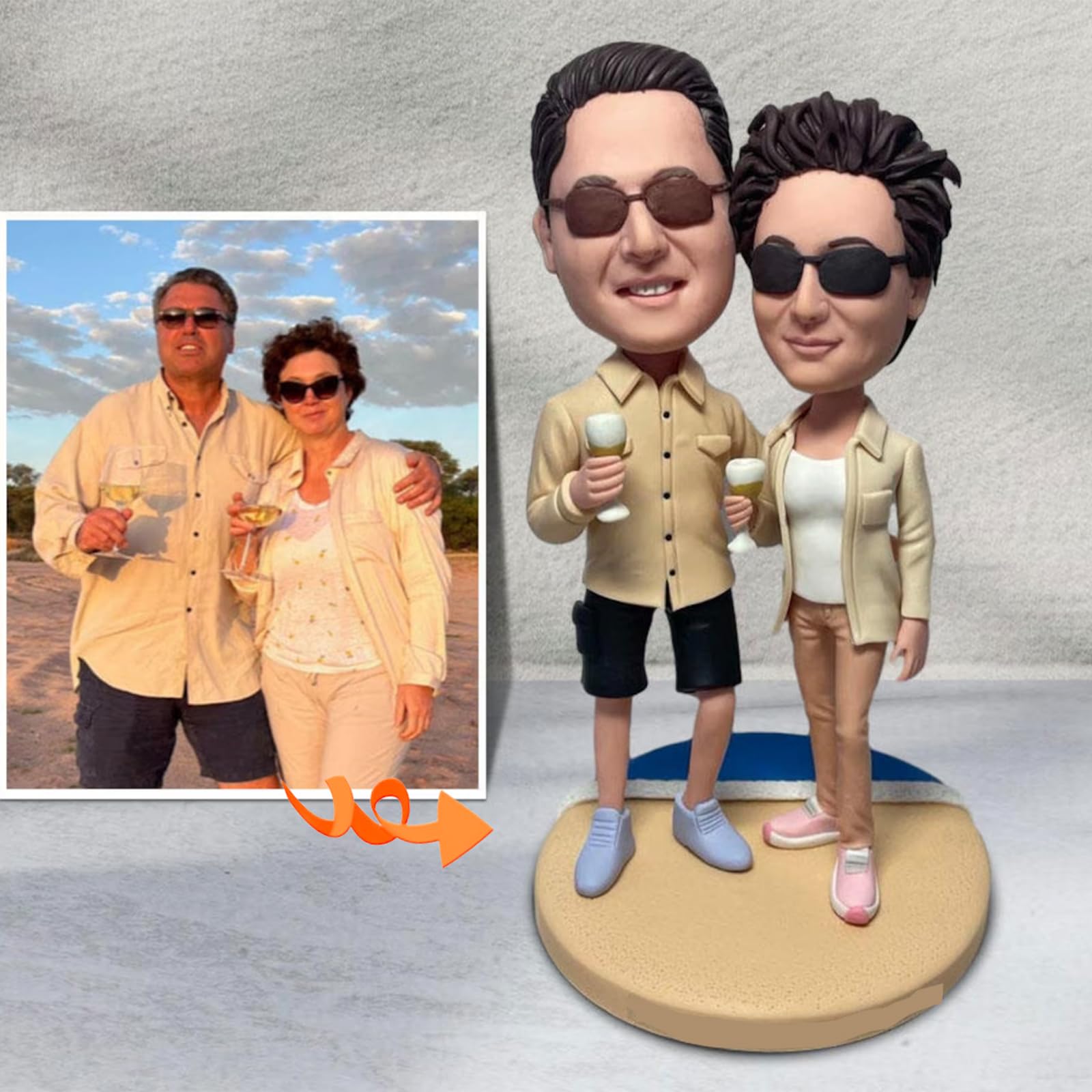 RODMAIE Aangepaste Bobble-Heads Beeldje Aangepaste Pop,Bobble Head Figures Handgemaakte Gepersonaliseerde Sculptuur Gift voor Man, Papa Spelen Golf Custom Bobble Head (2