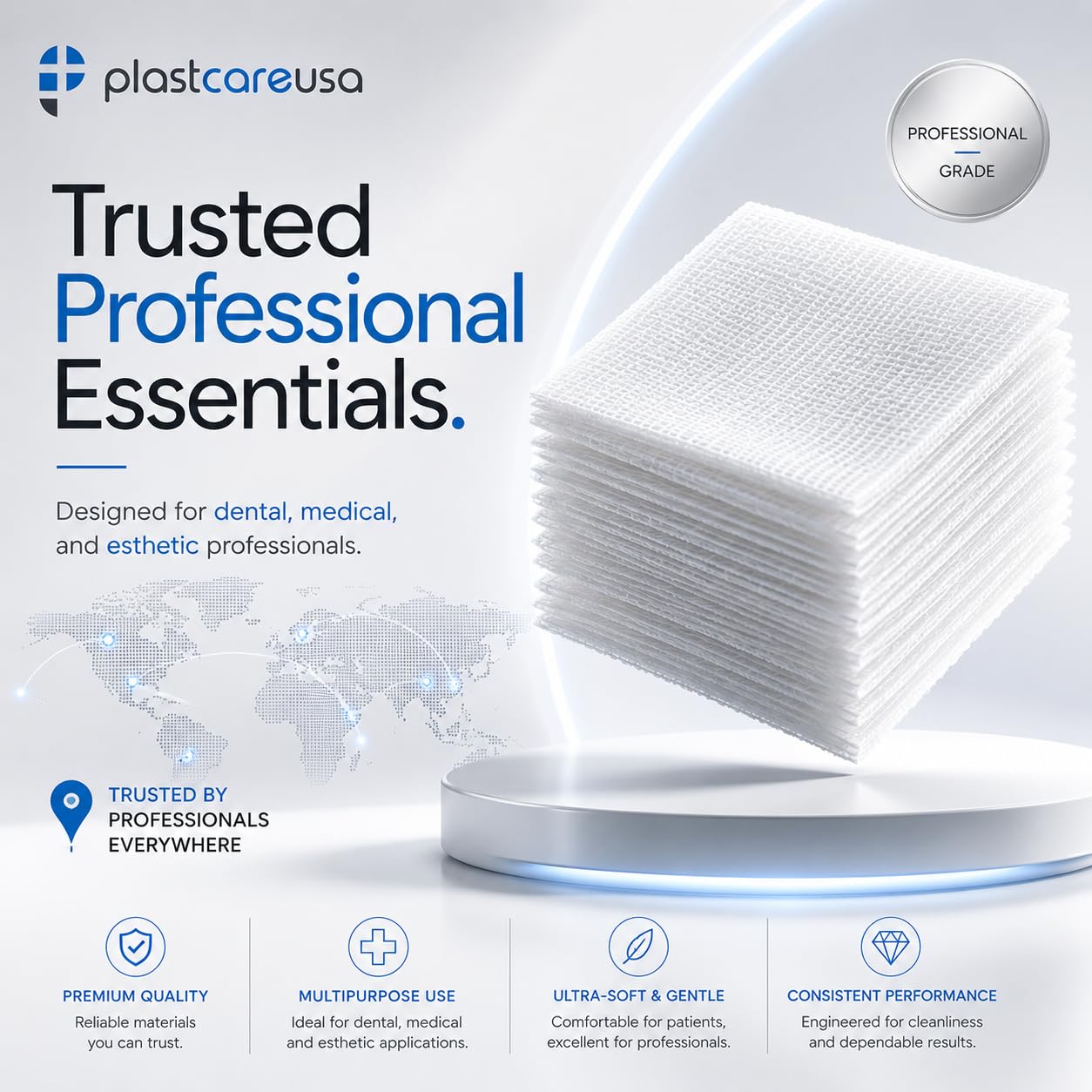 1000 Count 2x2 Gauze Pads - Soft 4-Ply Non Woven Sponges - Non Sterile Dental & Esthetic Wipes - All Purpose Medical Gauze Squares for First Aid, Surgical, Wound Dressing (5 Packs of 200) — Amazon image 8