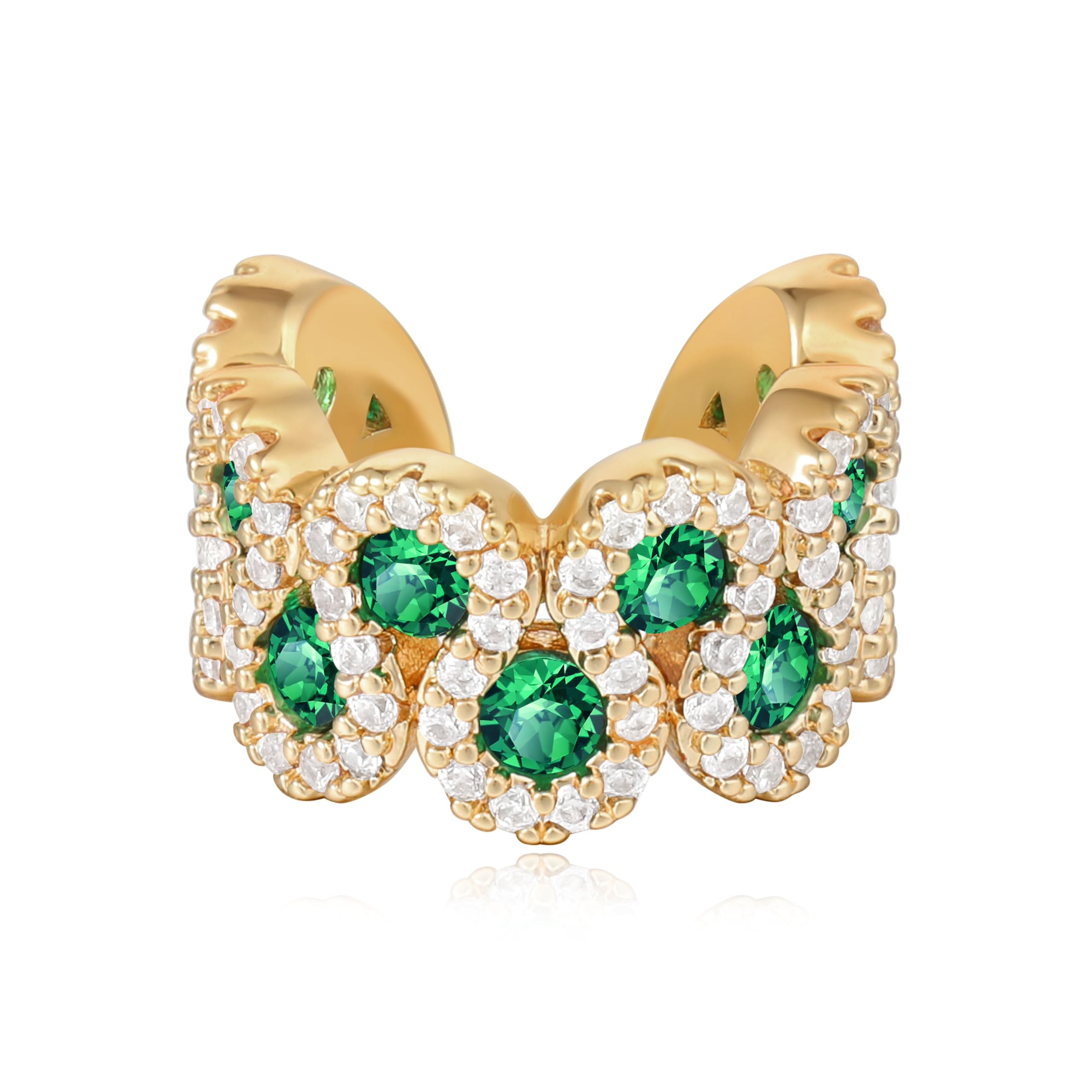 LADYGD Ear Cuff Earrings for Women Trendy 14K Gold Plated Cubic Zirconia Multi-Colored Sparkle Huggie Ear Cuffs Non Piercing | Clip On Cartilage |