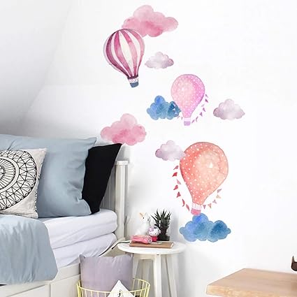 Amazon Co Jp 創造的なかわいい熱気球壁画ピンクブルー雲壁紙寝室子供部屋装飾幼稚園ステッカー ホーム キッチン Amazon Co Jp 創造的なかわいい熱気球壁画ピンクブルー雲壁紙寝室子供部屋装飾幼稚園ステッカー ホーム キッチン