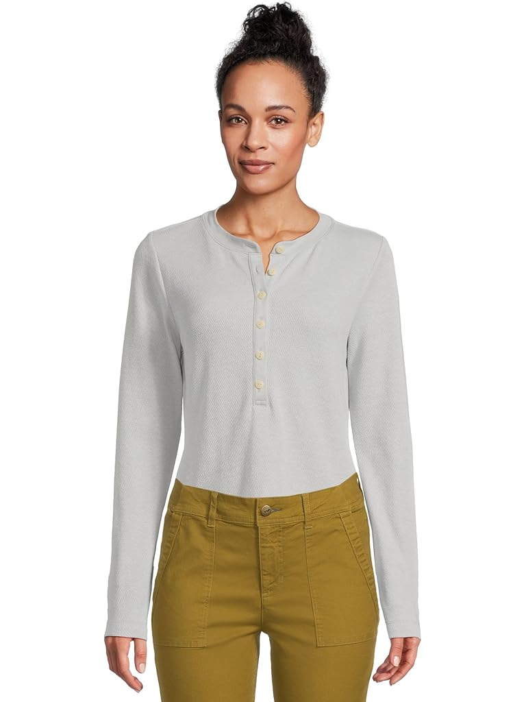 Gray L.L.Bean Signature Premium Thermal Long Sleeve Henley Shirt