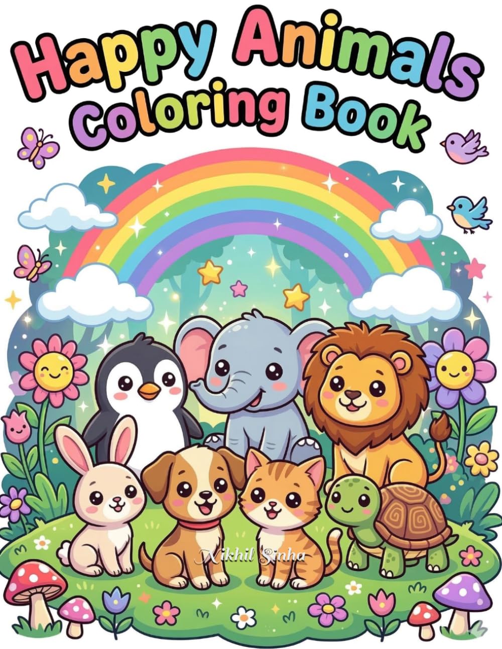 Happy Animals Coloring Book: Big & Easy Coloring Pages for Kids Ages 3–6 | Fun and Simple Animals for Toddlers & Preschoolers