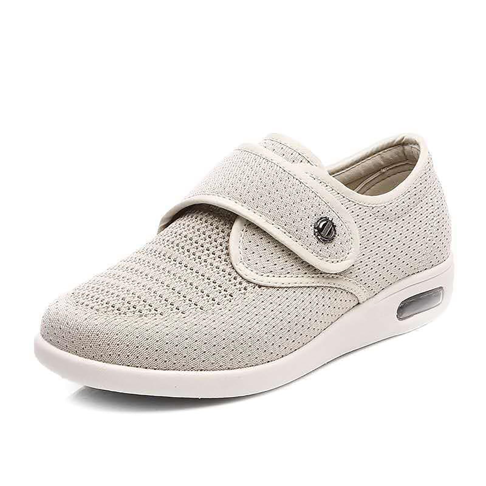 Zapatos para pies hinchados para mujer, zapatos ortopédicos de ancho adaptado con cierre regulable ponerse y quitarse fácilmente, confort, para pies diabéticos e hinchados
