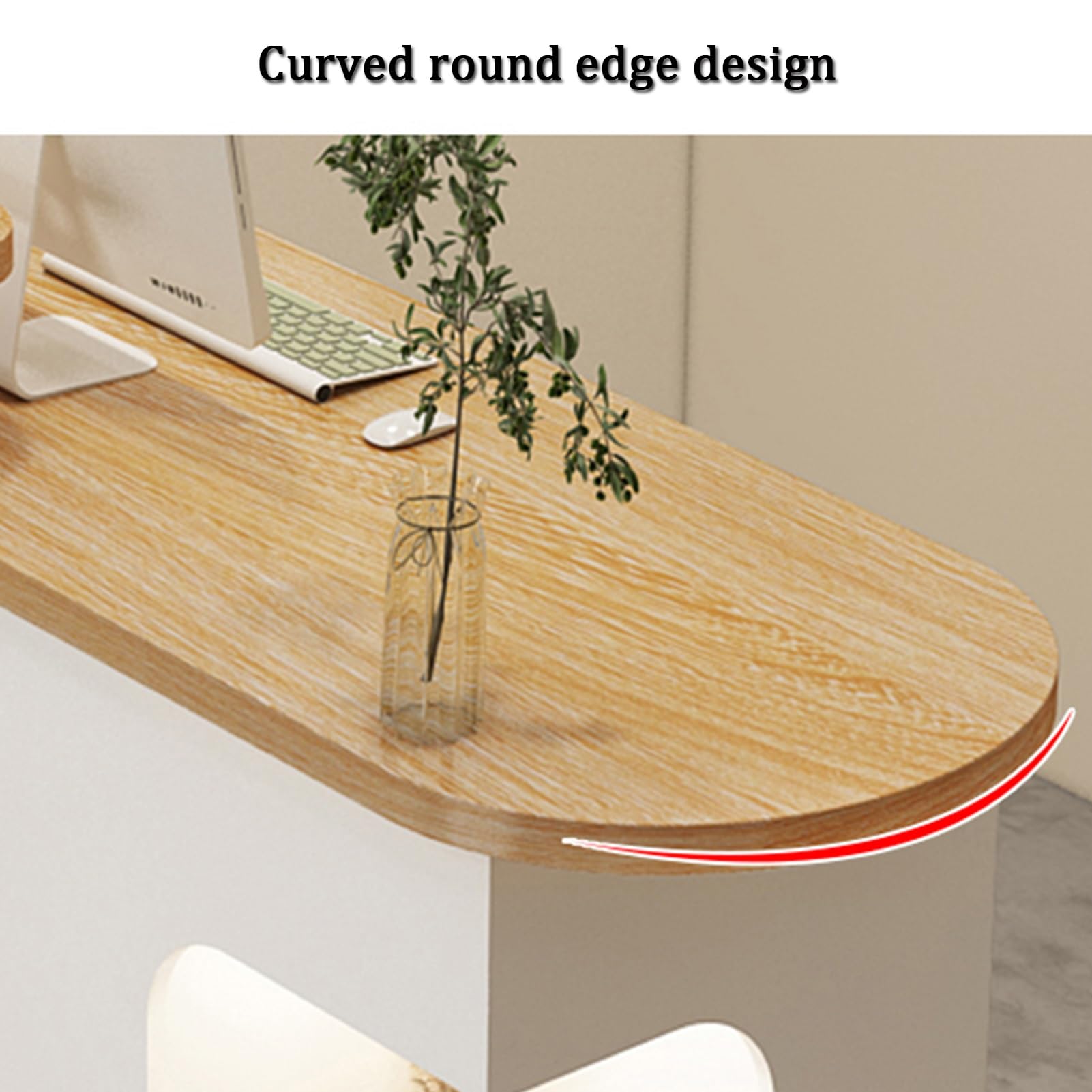 YVYKFZD Empfangstheke Rezeption mit Theke, offene Rezeptionstheken, Empfangstresen Holztheke mit verschließbaren Schubladen, verkaufstheke Thekentisch fürs Büro(Almond 1 R,51.1"x19.6"x41.3")