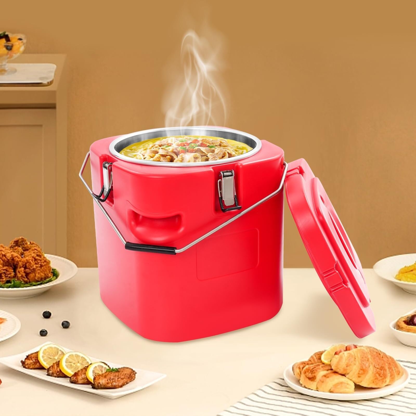 Réchauffeur de Nourriture Chaud Froid Transporteur Commercial isolé Seau a glacon | Boîte chaude de récipient à soupe, for la cantine de restaurant de restauration