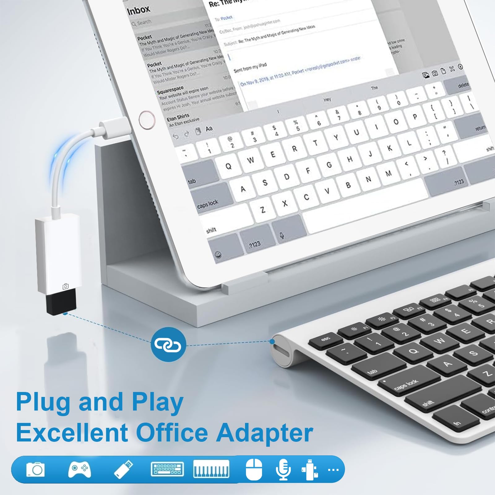Adaptateur Lightning USB OTG Certifié Apple MFi pour Clé USB, Lecteur de Cartes