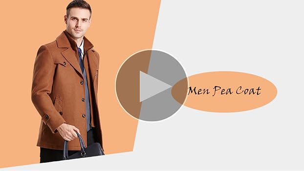 FTCayanz Men's Wool Coat Winter Slim Fit Pea Coats Single Breasted