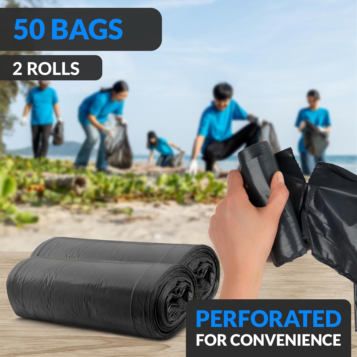 Reli. 50 Gallon Trash Bags (50 Count) | Black | Twist Ties Included | Extra Tough, Leak-Proof, Heavy Duty Garbage Bags | Ideal for Large Clean Ups