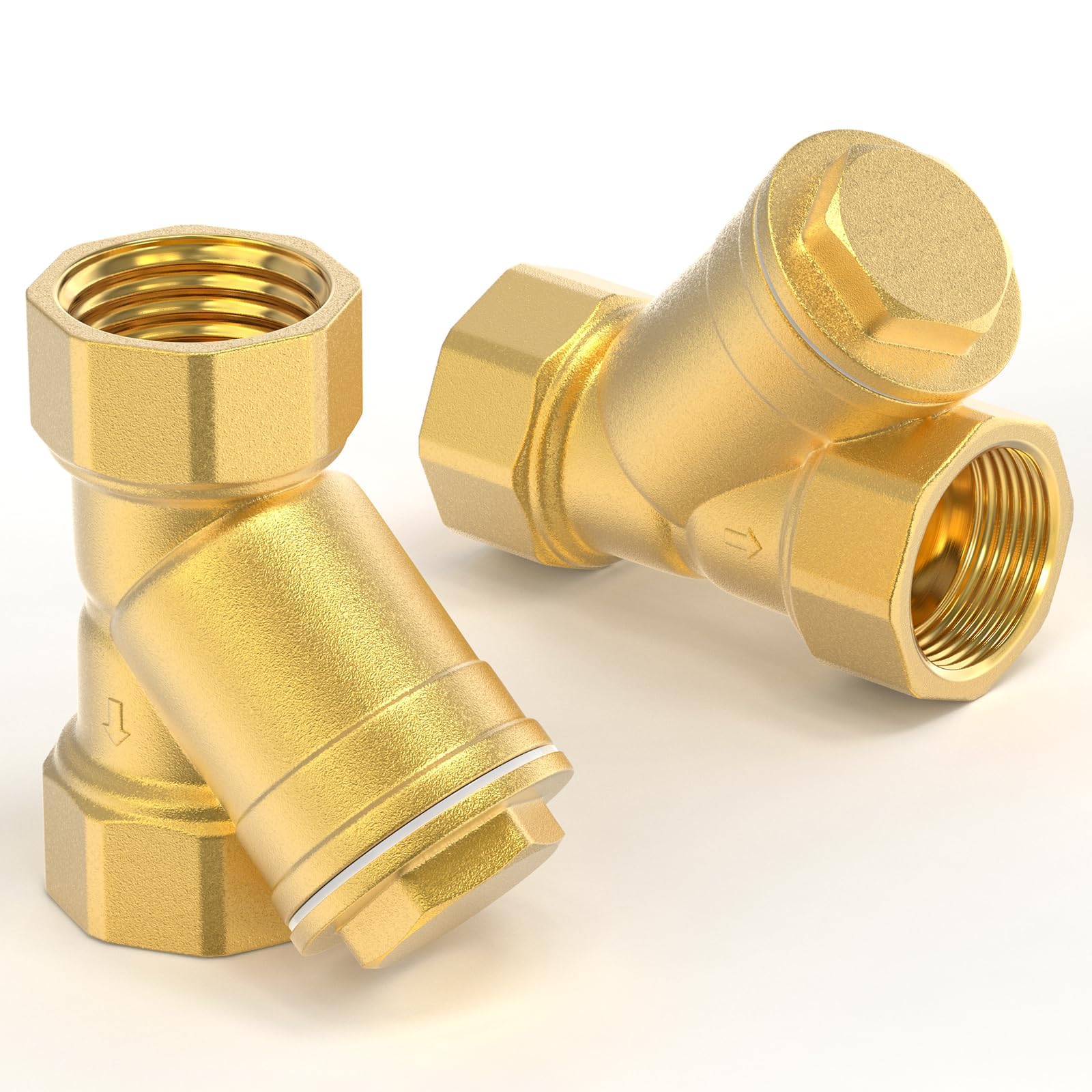 GASHER 2PCS Latón 1" Hembra Y Colador Malla Filtro Válvula para Separación Agua Aceite