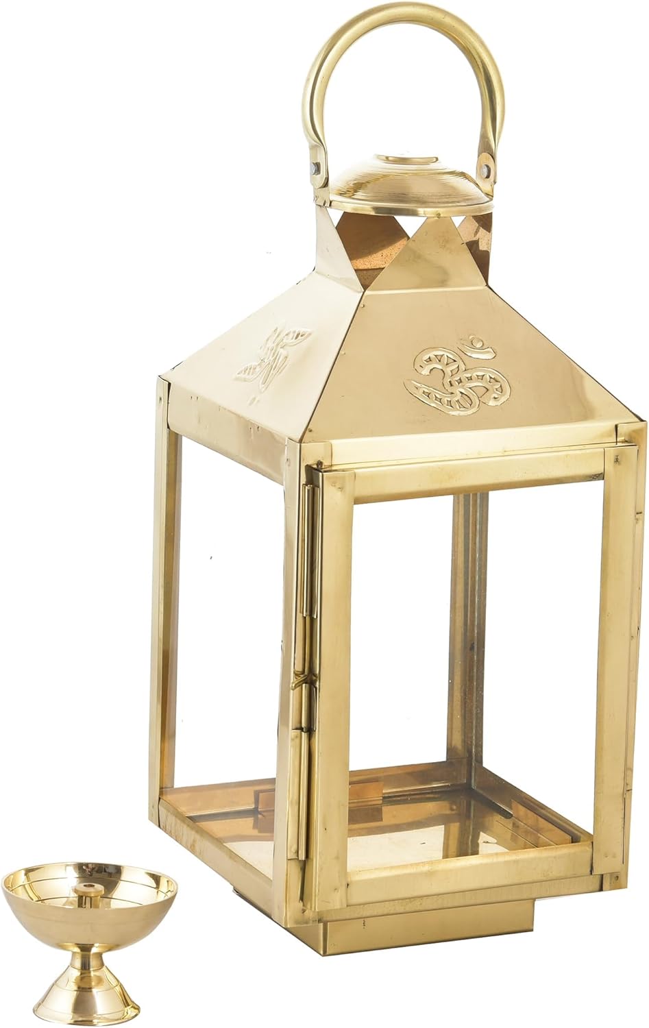 Handicraft Akhand Diya with Glass Cover Brass, Akhand Diya for Home Temple puja, Hanging Table Lantern for HomeDecor
