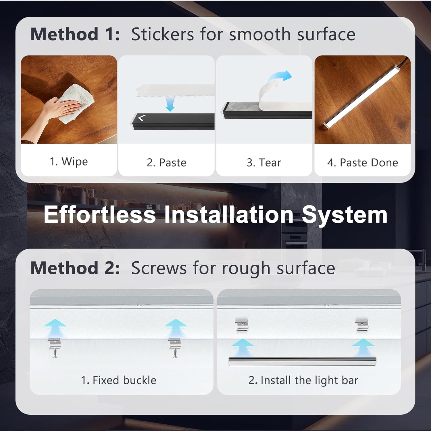 VST Under Cabinet Lighting 6 Pack, Smart LED Light Bars 2700K-6500K Dimmable, App & Voice Control for Google Home & Alexa, Remote & Hand Wave, Seamless Linkable 12V Plug-in for Kitchen, Closet, Shelf