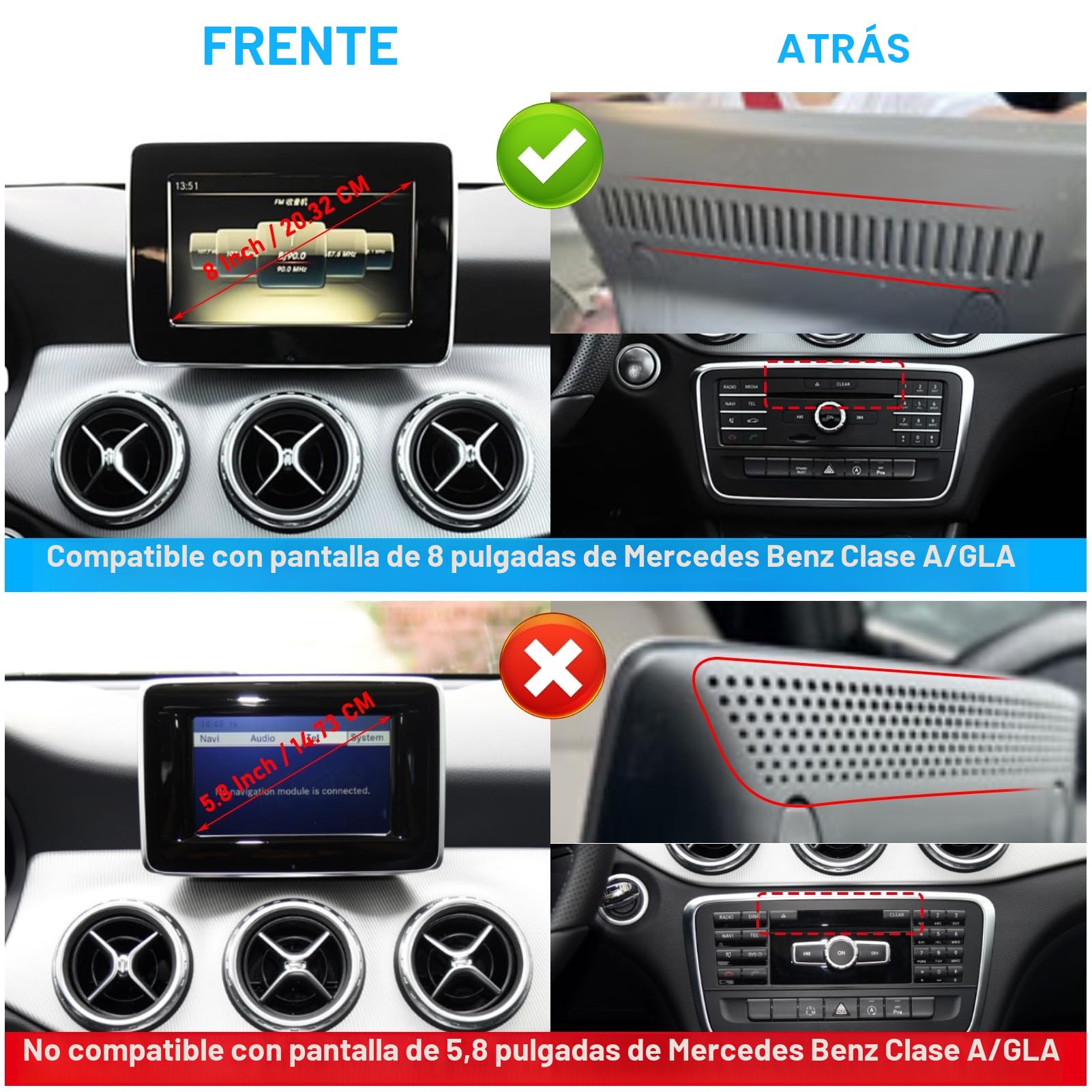 TTCR-II Compatible con 8-Inch Mercedes Benz CLA Soporte Teléfono Automóvil, Accesorio para CLA 2016-2019/GLA 2016-2019 Automóvil Soporte para 22,35CM Tablero 360°Giratorio Soporte para Teléfono