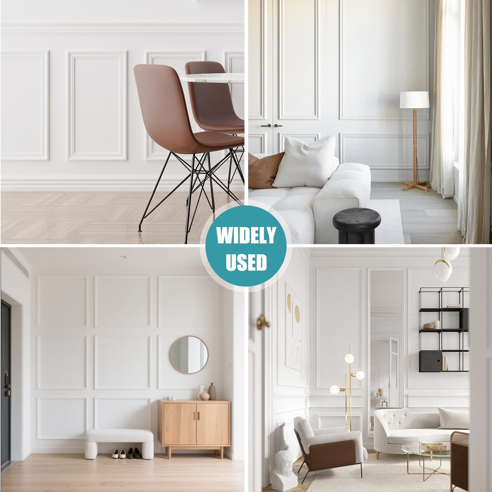 Molduras de pared autoadhesivas Molduras techo decorativas flexibles para paredes para decoración DIY, protección de paredes y bordes de armarios (blanco, 22 mm × 6 m)