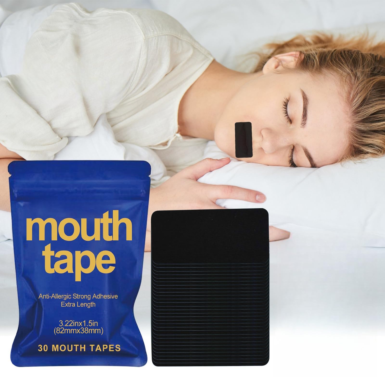 NOVOLANMouth Tape for Snoring Relief - 30 Sleep Strips for Improved Sleep Quality, Promote Nasal Breathing While Sleeping, Mouth Closure Tape Reduces Snoring & Enhances Sleep Comfort, Hypoallergenic