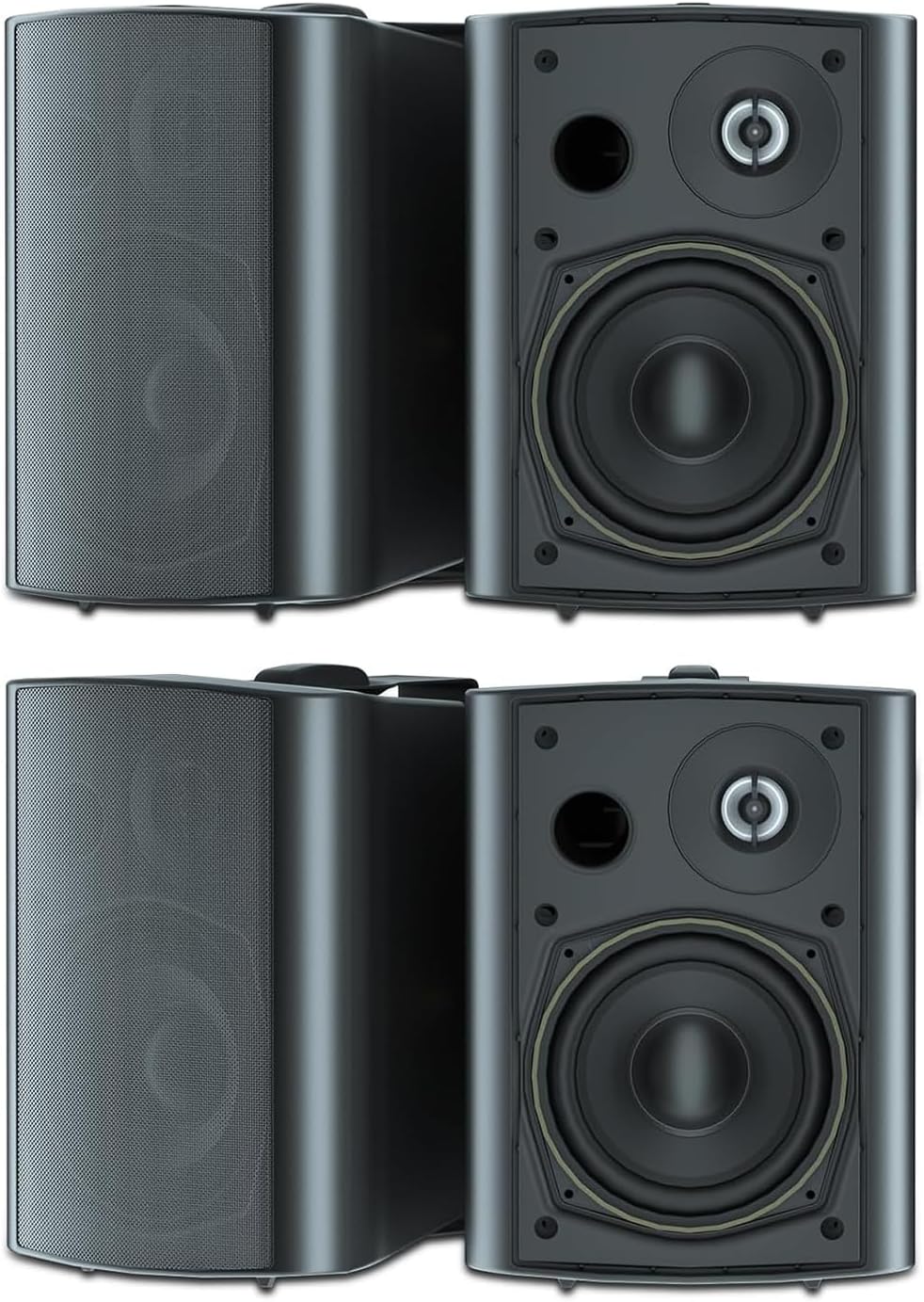 5.25 Inches 600 Watts Indoor- Outdoor Patio Outdoor Spreaker Compatable with Bluetooth Superior Stereo Dome Tweeter All Weather Wired Wall Mount System (4 Speakers)