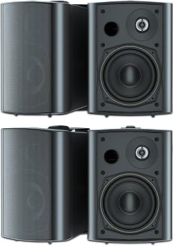 STUDIOFINIX 5.25 Inches 600 Watts Indoor Outdoor Bluetooth Speakers All Weather Wired Wall Mount System for Patio Deck 4 Speakers