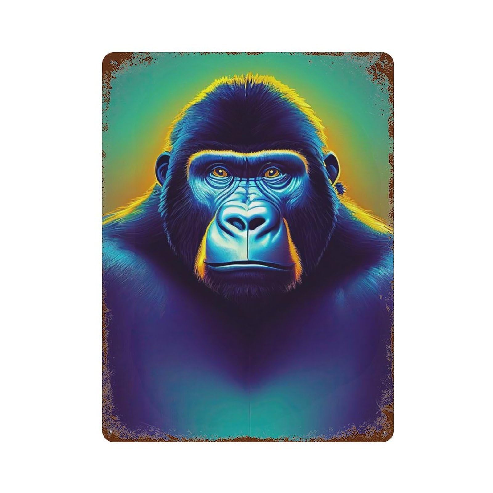 Gorilla 1 Distressed Metal Wall Sign 15.7"x11.8", Ideal for Garage, Bar And Workshop Decor