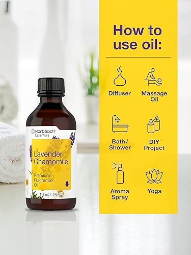 Miniatura 3 de Horbäach Aceite aromático de manzanilla de lavanda  4 onzas líquidas (4.0 fl oz)  Grado premium  para difusores, fabricación de velas y jabón,