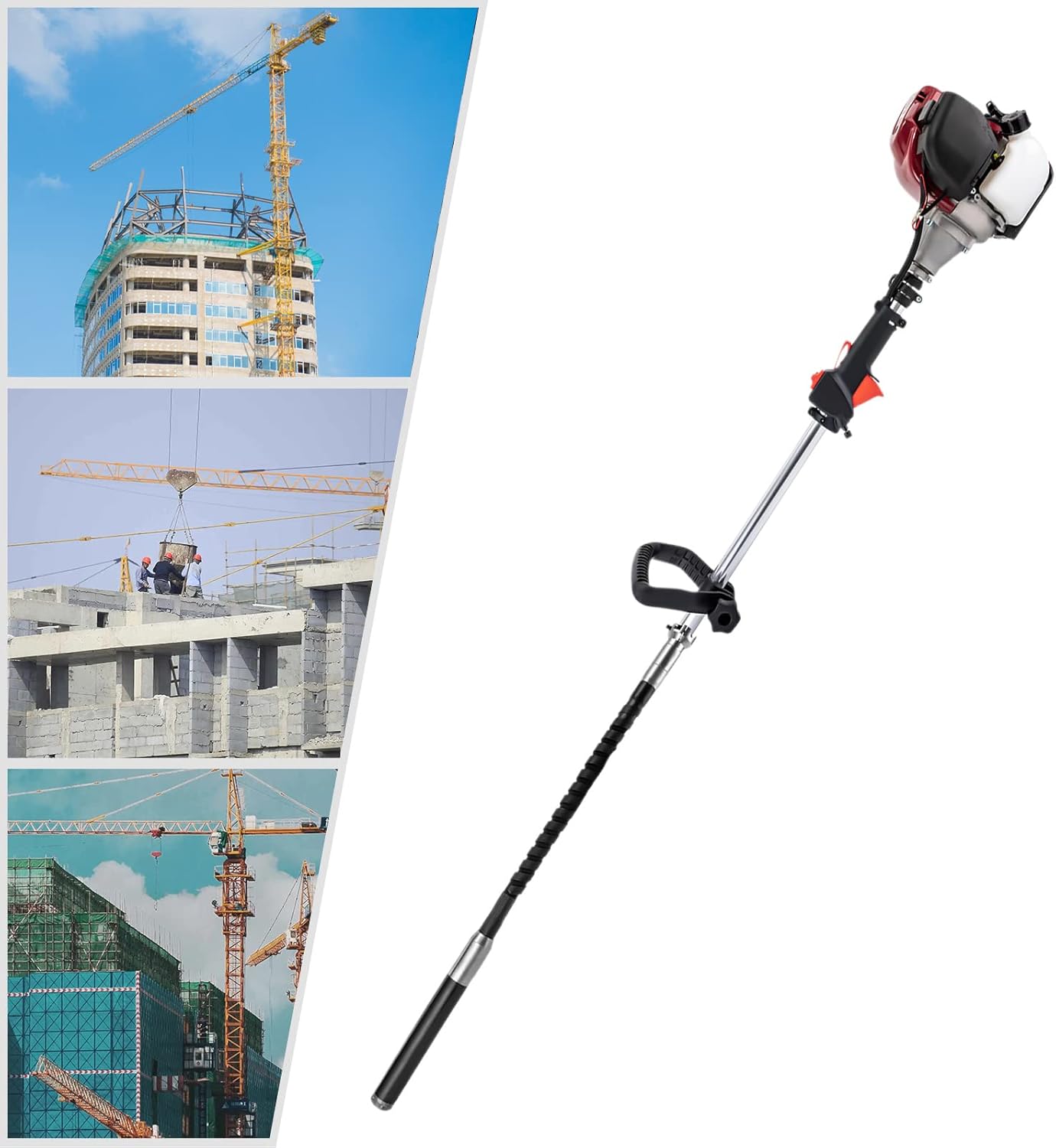 35.8CC Gas Powered Concrete Vibrator, Gasoline Concrete Vibrating Machine, 4-Stroke Straight-Rod Concrete Vibrator, Handheld Cement Screed Vibrator, Air-Cooled Concrete Vibrator Cement