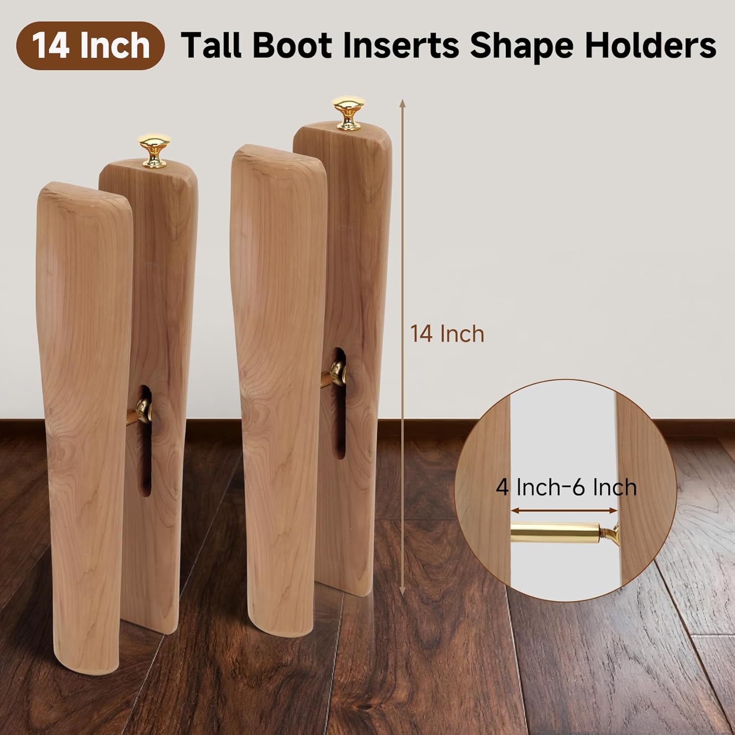 Cedar Boot Tree Shaft Shaper, 14 Inch Wooden Inserts for Men & Women’s Boots, Tall Boot Inserts Shape Holders - Image 7