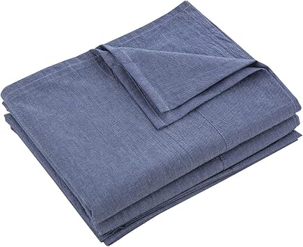 Bed Sheet Semi Double 180x250cm Flat Sheet Bed Sheet Organic Cotton Upper Sheet 100% Washed Cotton Solid Indigo Blue