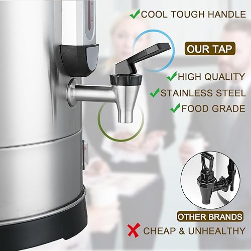 Miniatura 5 de Commercial Coffee Urn Large Coffee Maker 100 Cup Coffee Maker Industrial Coffee Dispenser 1300W Quick Brew Dual Wall Stainless Steel Hot Water Urn