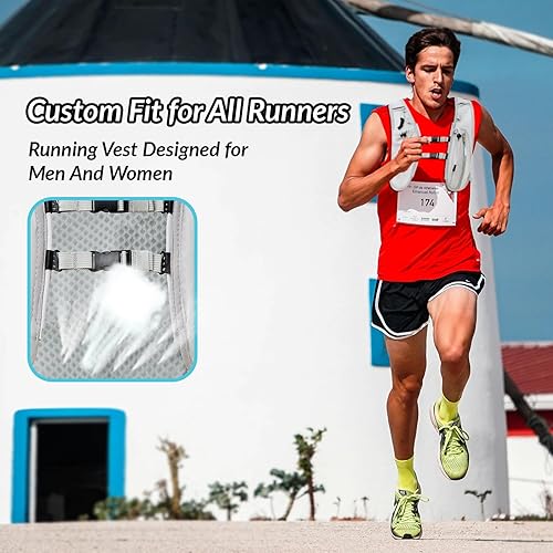 Miniatura 6 de Chaleco para correr para mujeres y hombres, mochila de hidratación ajustable, transpirable, reflectante, con bolsa de agua de 1.5 litros para