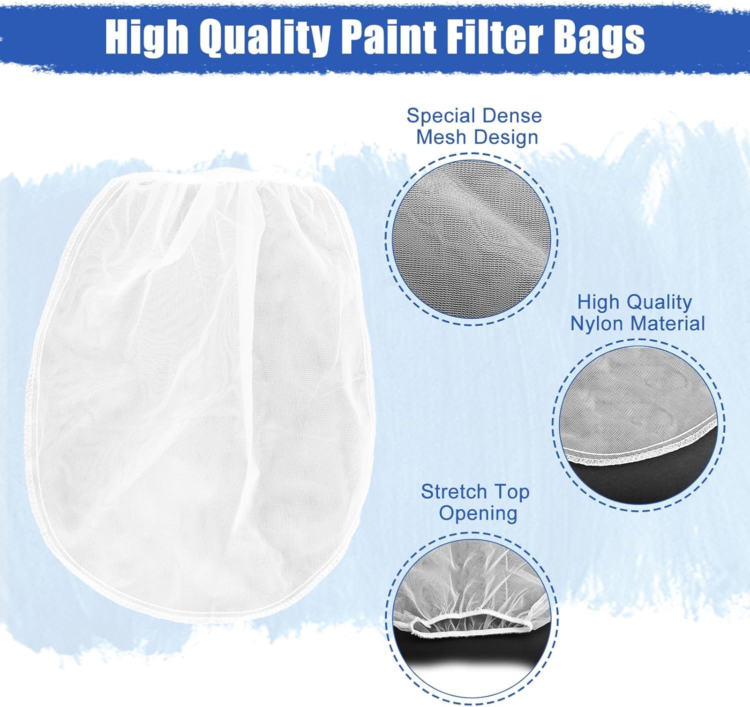 Paint Strainer Bags - 60 Pack Fine Mesh Filter -3