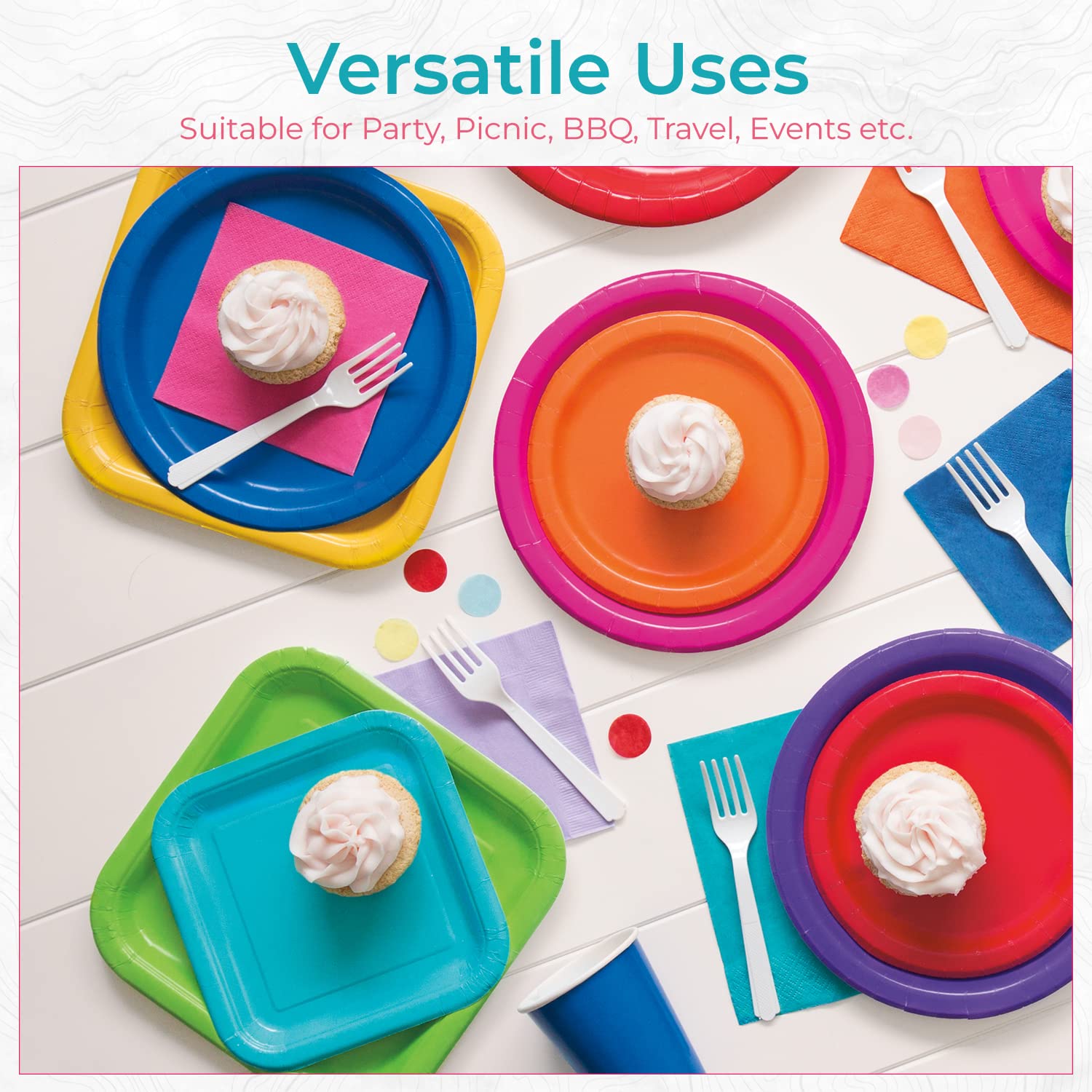 50 Piatti Di Carta Quadrati Blu A Righe - 17,8 Cm, Ecologici 300 G/m², Usa E Getta, Per Feste, Compleanni, Matrimoni - 5