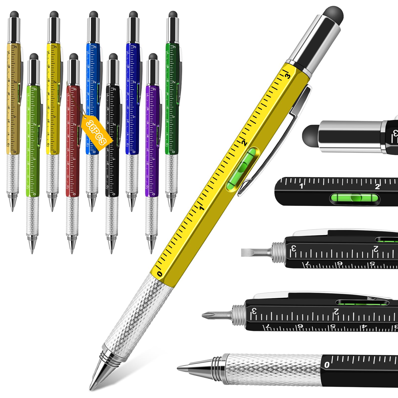 NICEMOVIC Stocking Stuffers Bulk Gifts for Men Multitool Tool Pen Gift 36 Pcs 6-in-1 Party Favor Fathers Christmas