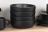 Vista 5 de 10 Strawberry Street Wazee Matte Coupe - Juego de vajilla de 16 piezas, color negro